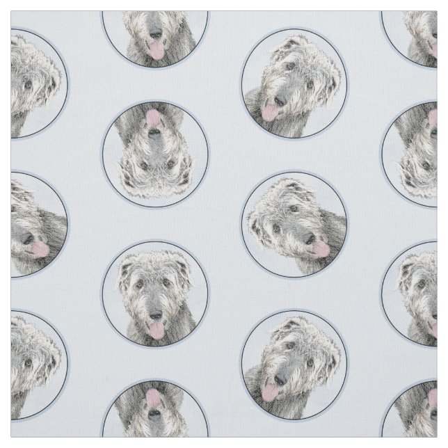 Irish Wolfhound Painting Grått Original Hund Art Tyg (Provkarta)