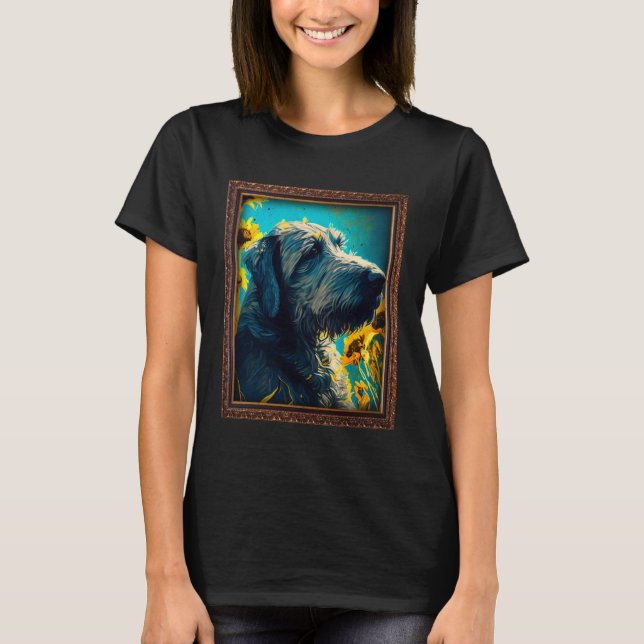 Irish Wolfhound Painting Sunflower Flower Mom Wome T Shirt (Framsida)