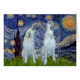 Irish Wolfhound Pair - Starry Natt Hälsningskort