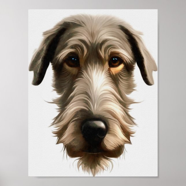 Irish Wolfhound Pet Porträtt Painting Isolated on Poster (Framsidan)