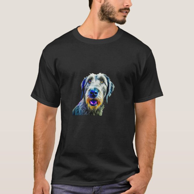 Irish Wolfhound Pop Art I Hund älskare I Stänk Art T Shirt (Framsida)