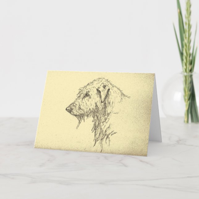 Irish Wolfhound Porträtt Greeting Card Kort (Framsida)