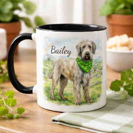 Irish Wolfhound Shamrock Bandana Custom Dog Name Mugg