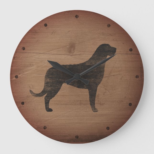 Irish Wolfhound Silhouette Rustic Stor Klocka (Framsida)