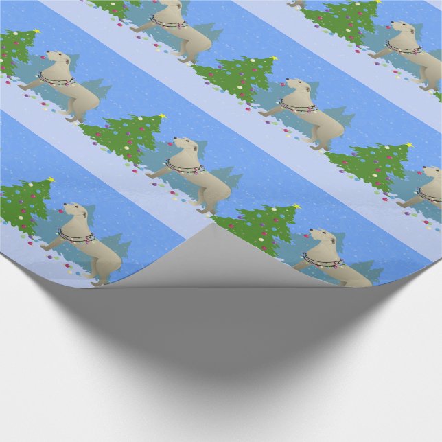 Irish Wolfhound som dekorerar en Julgran-skog Presentpapper (Hörn)