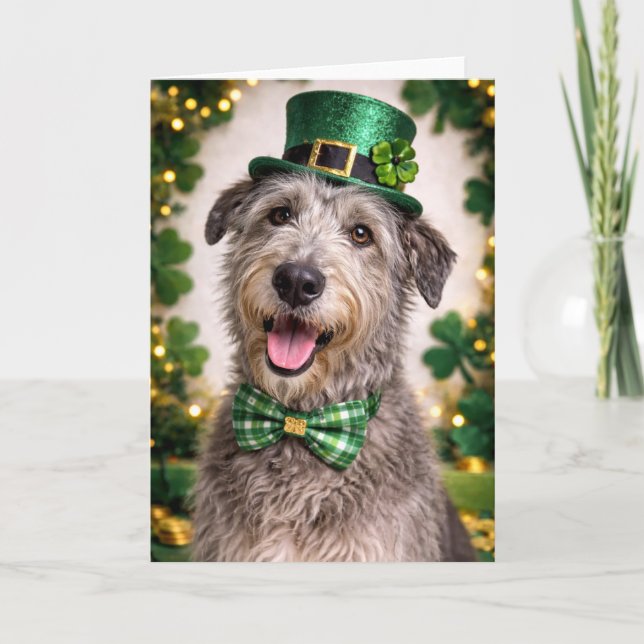 Irish Wolfhound St. Patrick’s Day Card  Kort (Framsida)
