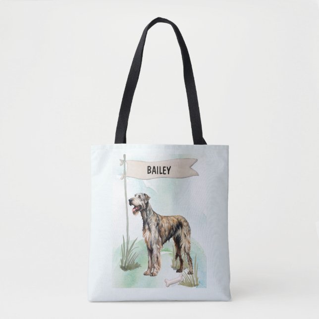 Irish Wolfhound Watercolor Personalized Dog Tygkasse (Framsida)