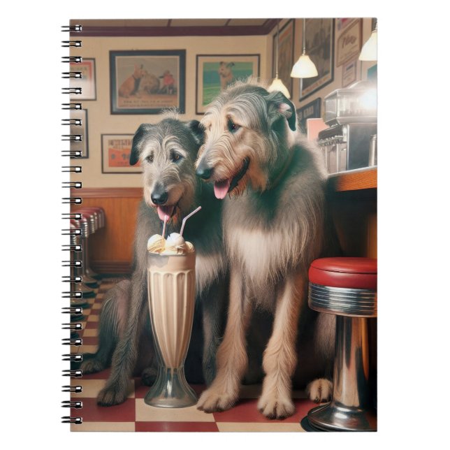 Irish Wolfhounds in Retro Middag Anteckningsbok (Framsidan)