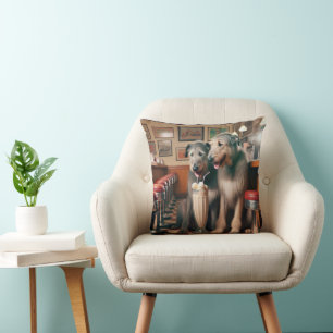 Irish Wolfhounds in Retro Middag Kudde