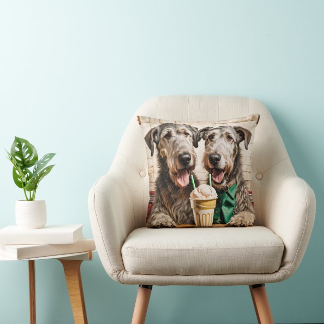 Irish Wolfhounds with Ice Cream Soda Kudde (Stol)