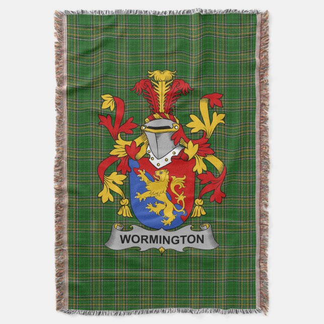 Irish Wormington Jackar om Arm Family Crest Irelan Filt (Framsidan Vertikal)