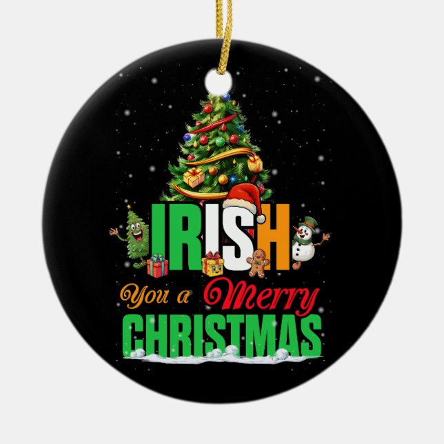 Irish You A God jul Santa Irish Flagga Chris Julgransprydnad Keramik (Framsidan)