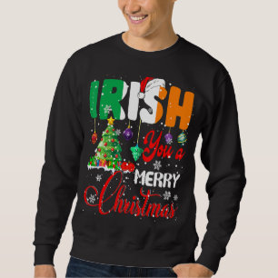Irish You A God jul Santa Irish Flagga Chris Lång Ärmad Tröja