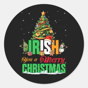Irish You A God jul Santa Irish Flagga Chris Runt Klistermärke