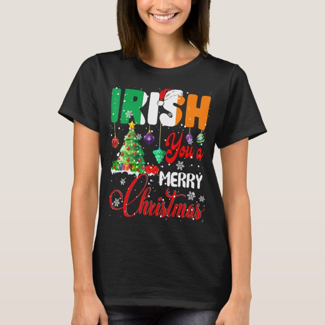 Irish You A God jul Santa Irish Flagga Chris T Shirt (Framsida)