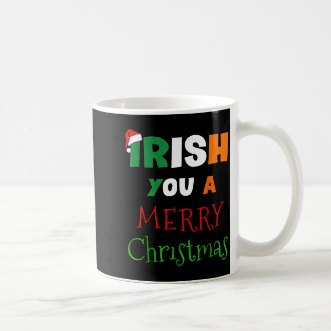 Irish You A Merry Christmas Ireland Flag Xmas Hat  Kaffemugg (Höger)
