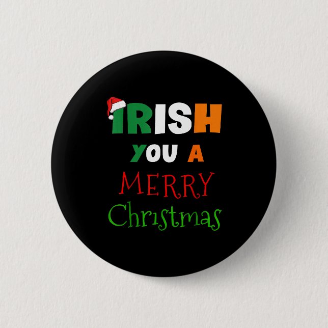 Irish You A Merry Christmas Ireland Flag Xmas Hat  Knapp (Framsida)