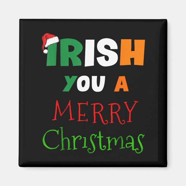 Irish You A Merry Christmas Ireland Flag Xmas Hat  Magnet (Framsidan)