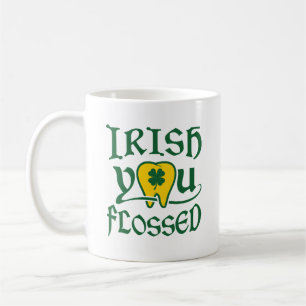 Irish You Flossed Dental St patricks day Kaffemugg
