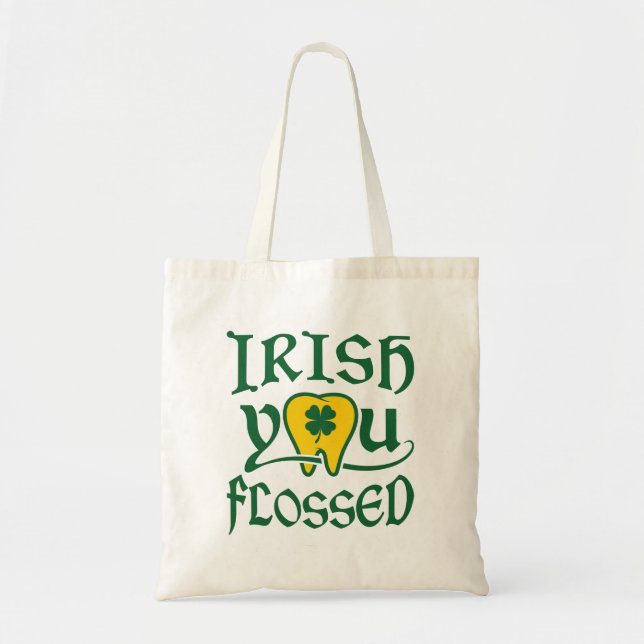 Irish You Flossed Dental St patricks day Tygkasse (Framsidan)