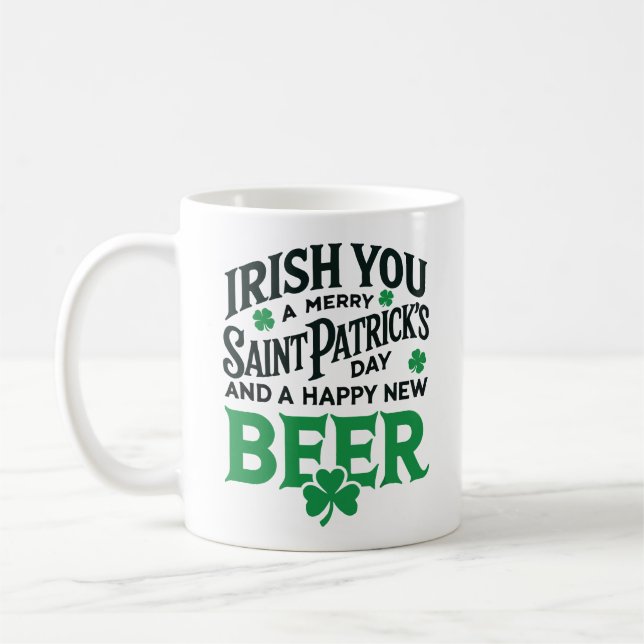 Irish You Merry Saint patrick's day Lycklig New Be Kaffemugg (Vänster)