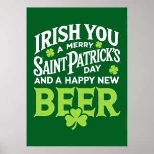 Irish You Merry Saint patrick's day Lycklig New Be Poster
