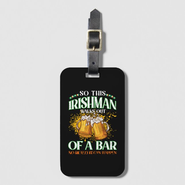 Irishman dricker Beer St. Patrick's Day Bagagebricka (Framsida vertikal)