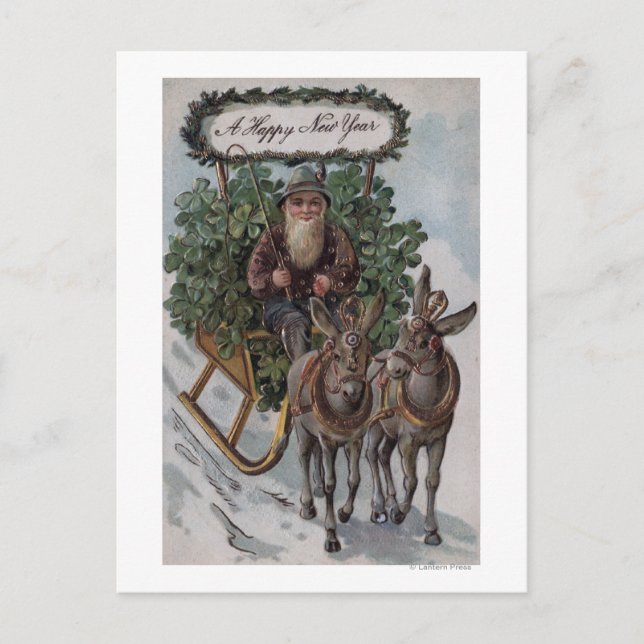 Irishman Driving Sleigh of Shamrocks Vykort (Framsida)