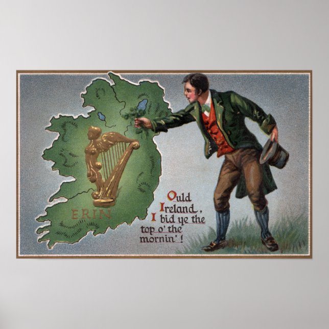 Irishman Offering Shamrocks till Irland Poster (Framsidan)