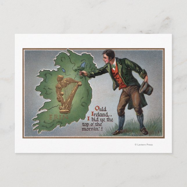 Irishman Offering Shamrocks till Irland Vykort (Framsida)