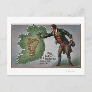Irishman Offering Shamrocks till Irland Vykort