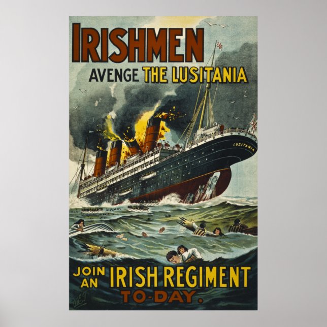 Irishmen Ålder rekrytering av Vintagen Lusitania Poster (Framsidan)