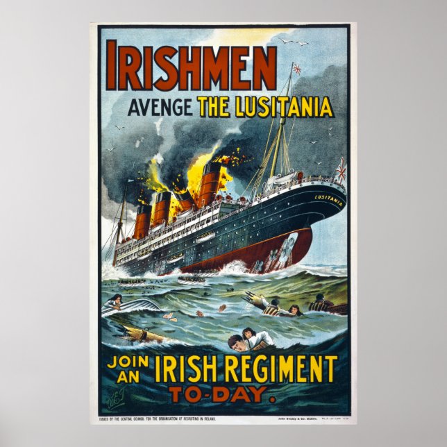 Irishmen Avenge Lusitania Extra Large Poster (Framsidan)