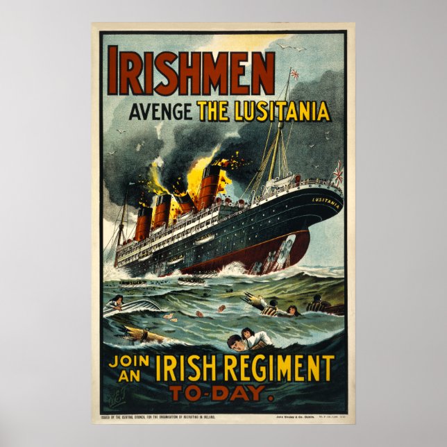 Irishmen Avenge Lusitania Vintage affisch (Framsidan)