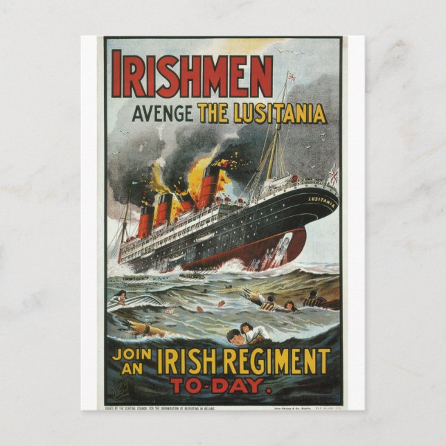 Irishmen hämnas Lusitania_Propaganda-Poster Vykort (Framsida)