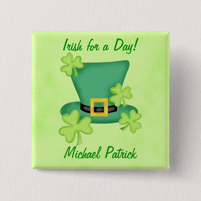 Iriska för dagen St. Patrick's Namn Badge Pin Knapp (Framsida)