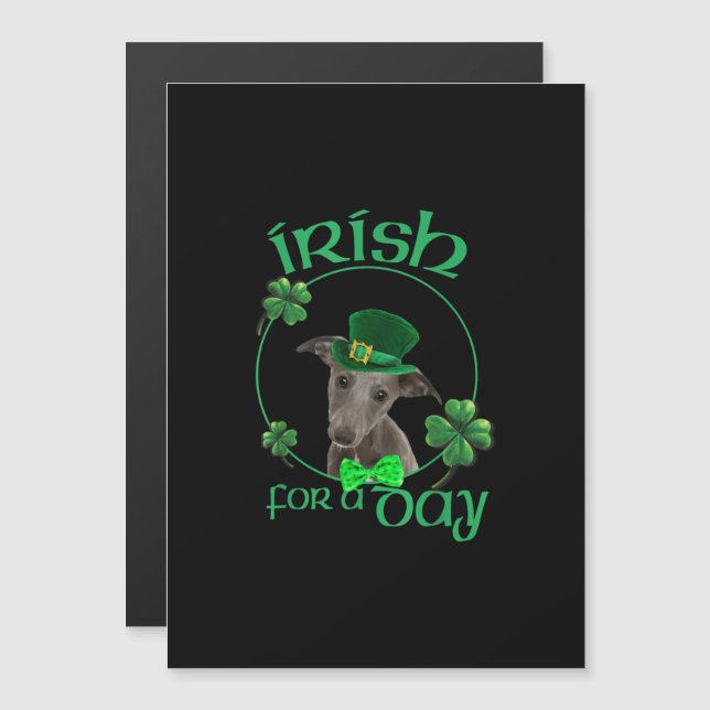 Iriska för en dagsplagg Lucky Hund på Patrick Day Magnetisk Inbjudningskort (Fram/baksida)