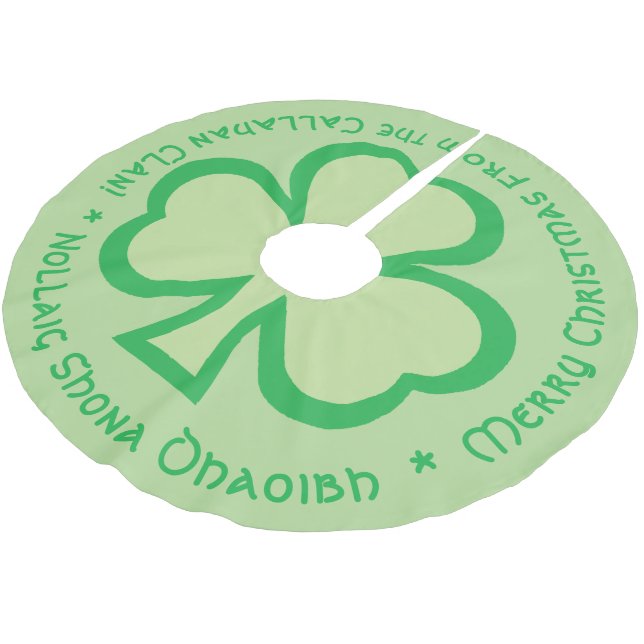 Iriska gaeliska jul Hälsning med Namn med familj Julgransmatta Borstad Polyester (Vinklad)