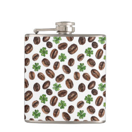 Iriska kaffebönor och shamrocks rolig design fickplunta