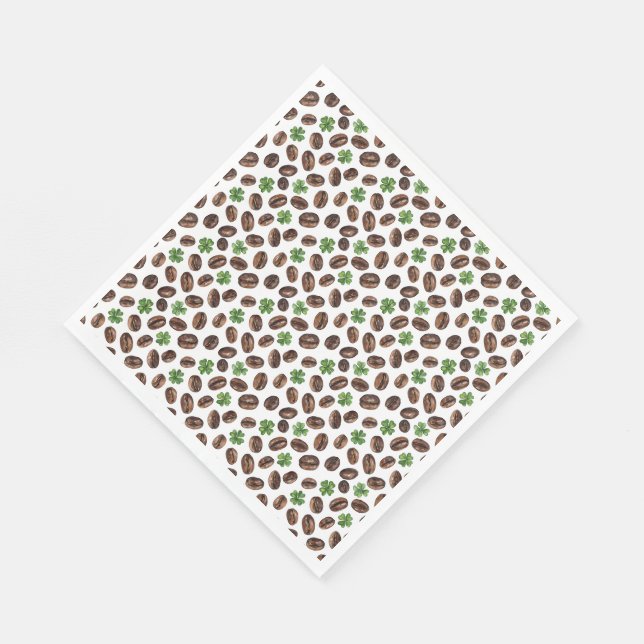 Iriska kaffebönor och shamrocks rolig design pappersservett (Hörn)