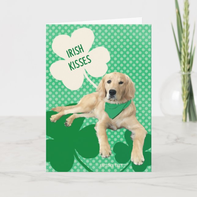 Iriska kyssar Golden St. Patrick's Day-kort Kort (Framsida)