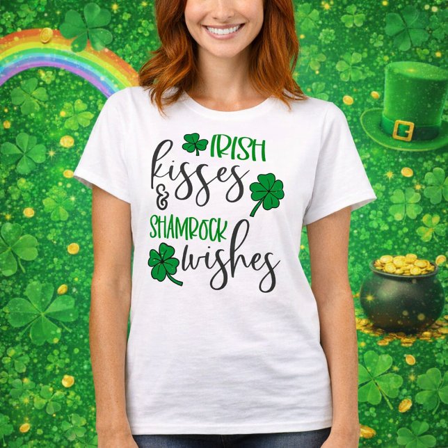 Iriska kyssar & Shamrock-önskningar T Shirt (Skapare uppladdad)