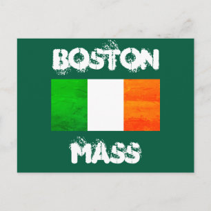 Iriska rötter i Boston MA – Grafisk fet flagga Vykort