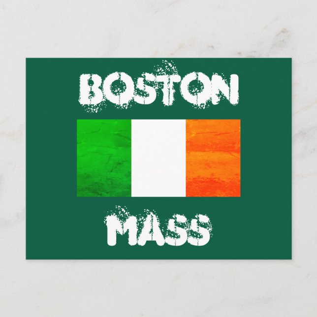 Iriska rötter i Boston MA – Grafisk fet flagga Vykort (Framsida)