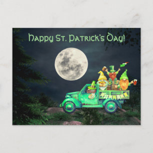Iriska tomtar och fullmåne St. Patrick's Day Vykort