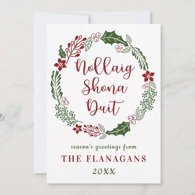 Iriskt Gaeliskt God Jul, Anpassat Julkort (Framsida)