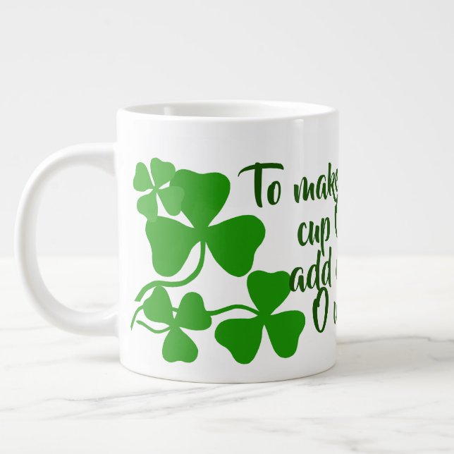 Iriskt kaffe/perfect cup 2 Irland shamrock/vit Jumbo Mugg (Vänster)
