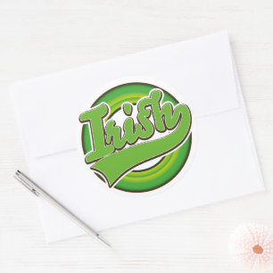 Iriskt logotyp. runt klistermärke