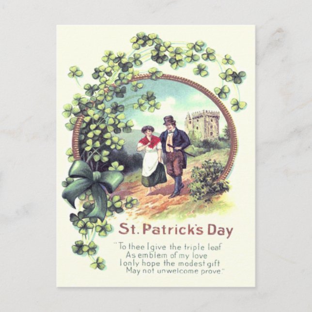 Iriskt par på slottet Shamrock Vykort (Framsida)
