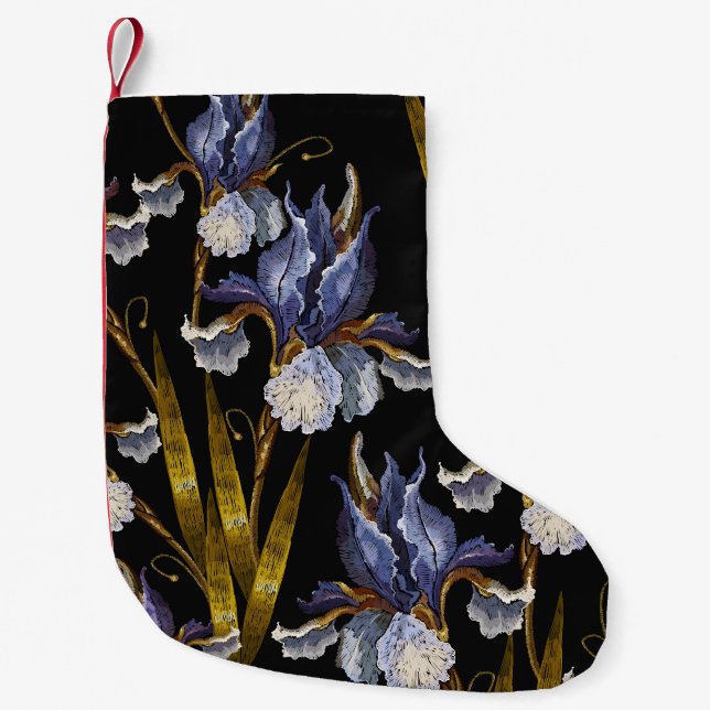 Irismen vår: Embroidery Renaissance Art Liten Julstrumpa (Framsidan)